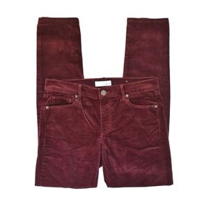 LOFT Modern Skinny Velvet Pant Burgundy/Wine